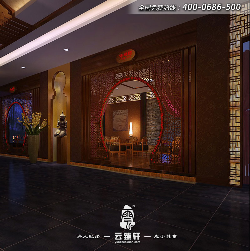 “休息區(qū)”的門廳運(yùn)用圓光罩進(jìn)行裝飾