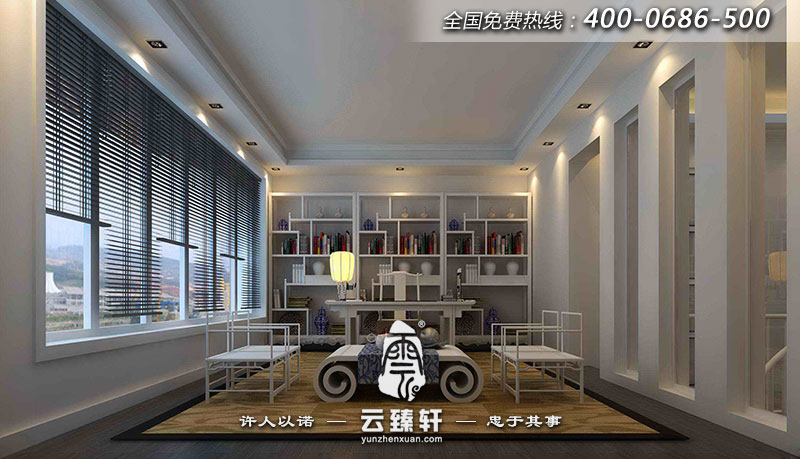 復(fù)式二樓的書(shū)房裝修效果圖視角一