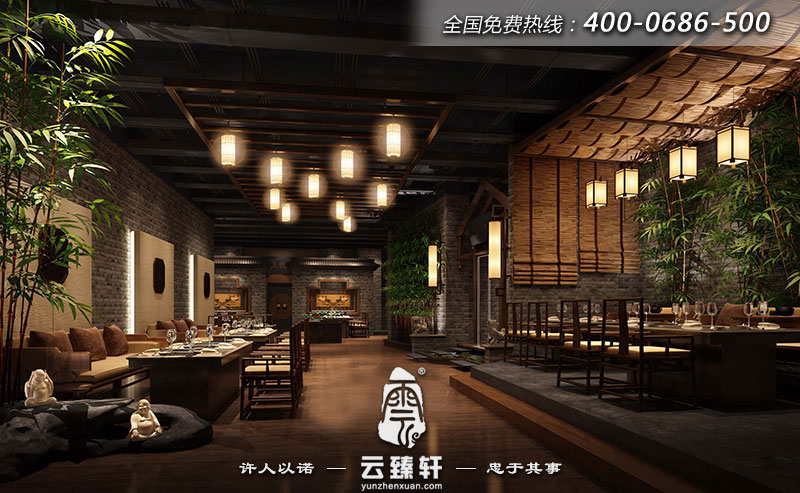 餐廳會所的大堂時(shí)尚大氣、低調(diào)簡約
