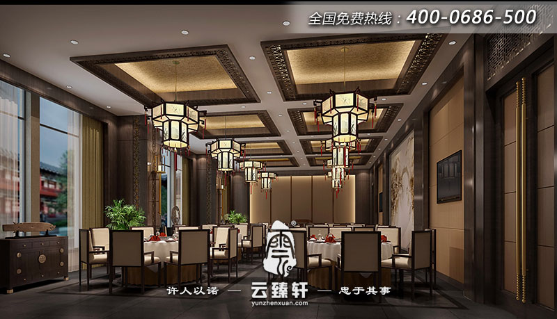會(huì)所一層的餐廳的裝飾