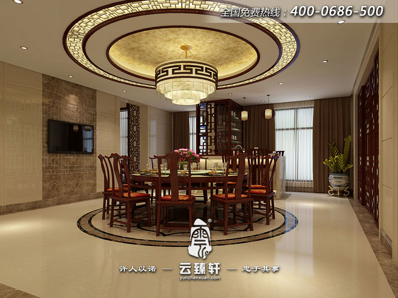 中式別墅餐廳的設(shè)計效果圖