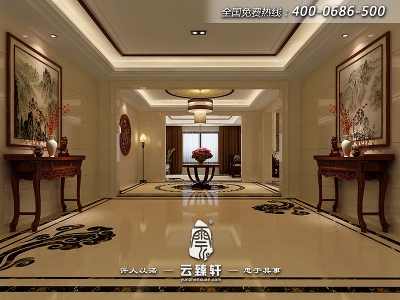 極簡約的中式別墅玄關(guān)區(qū)域設(shè)計效果圖