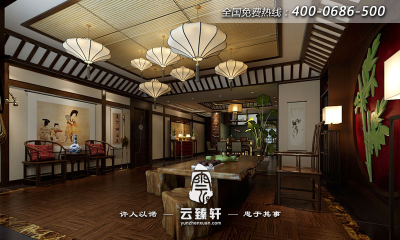 古風(fēng)古貌茶樓設(shè)計(jì)包廂