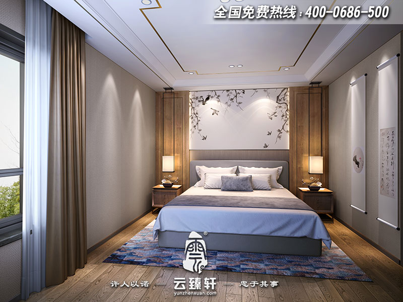 極簡中式次臥設(shè)計效果圖