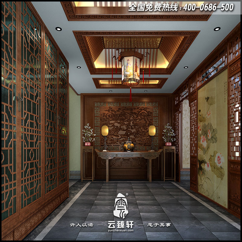 疏朗開(kāi)闊的中式門廳效果圖